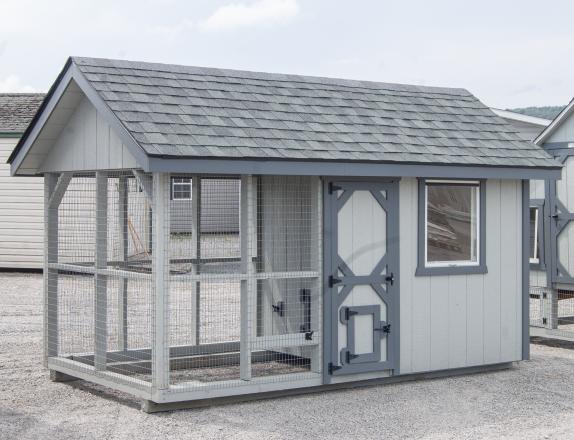 6x12 King Coop Style Chicken Coop with Light Grey Siding and Dark Grey Trim