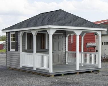 10x16 Hip Cabana Pool House Building from Pine Creek Structures with bifold serving window and counter