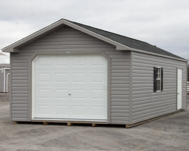 14x28 Peak Style Single-Car Garage with Vinyl Siding at Pine Creek Structures