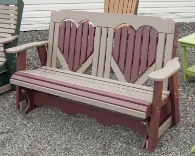 5' Heart Glider in Weather Wood and Cherrywood Poly Lumber