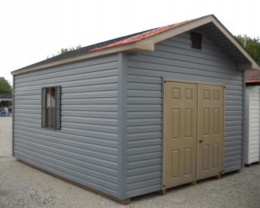 Vinyl 12'x16' Peak Front Shed w/ Workbench / Shelves 